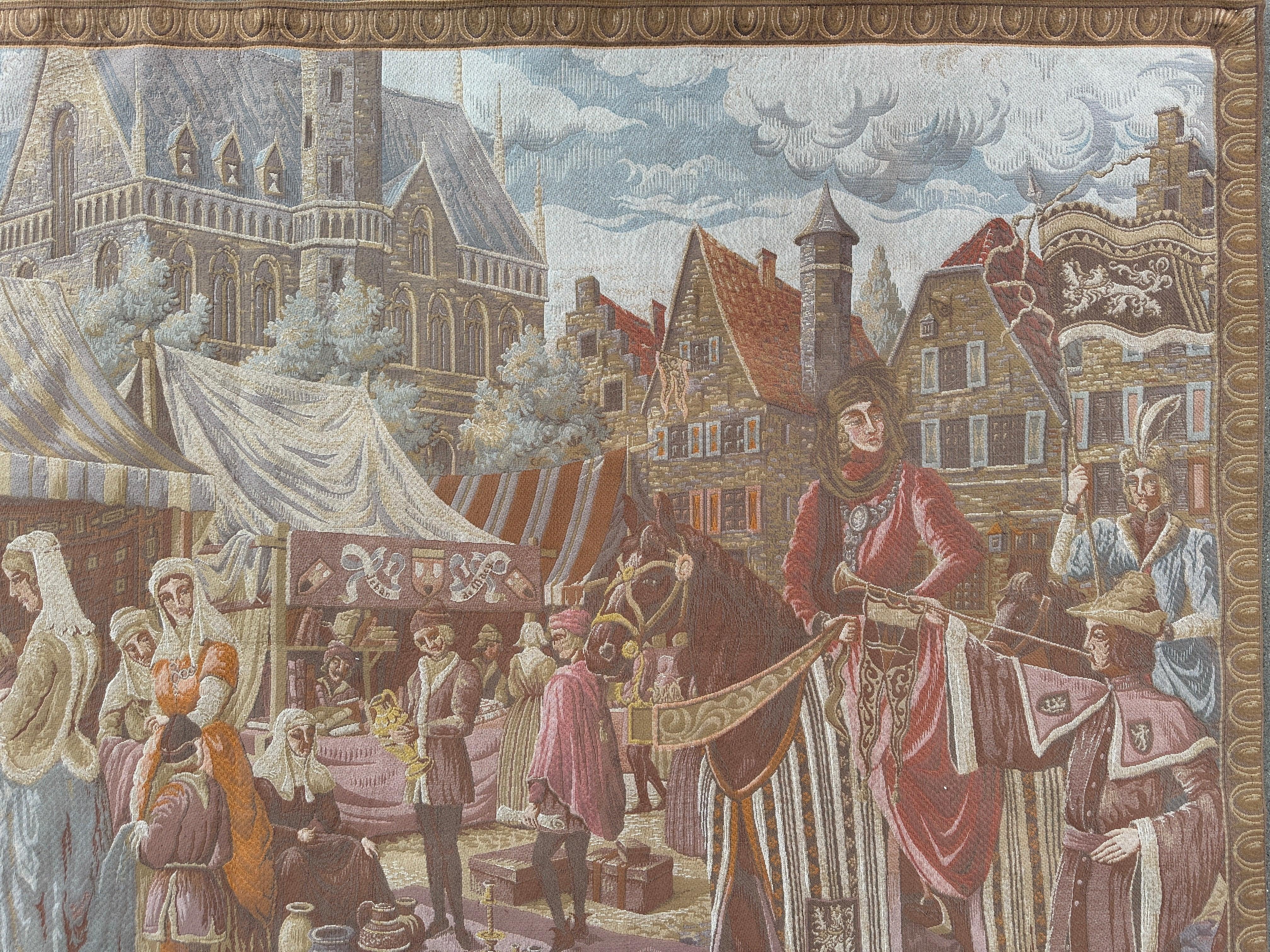 1990s Belgium Wall Tapestry 4'1” x 6’4” Rugistan