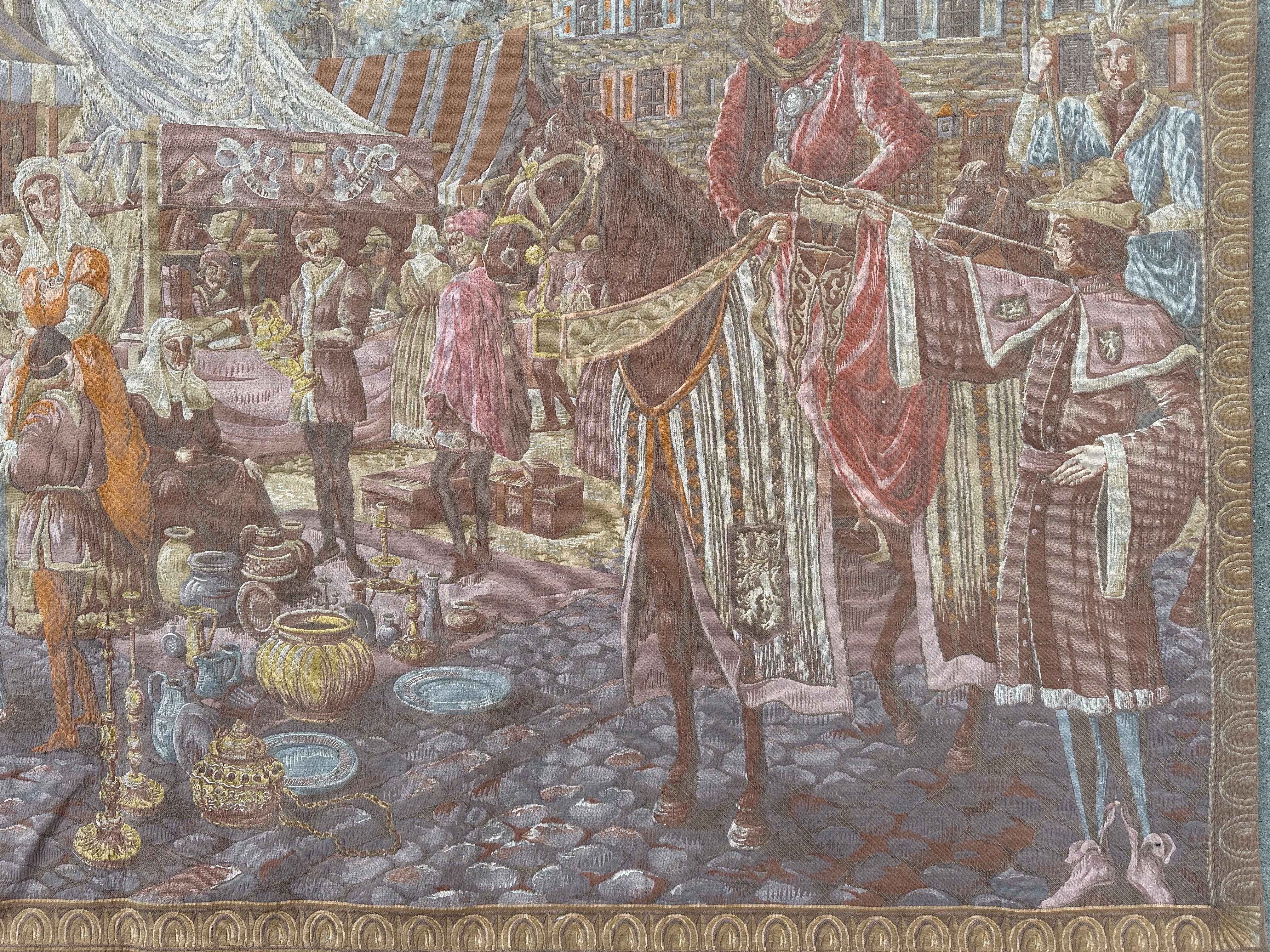 1990s Belgium Wall Tapestry 4'1” x 6’4” Rugistan