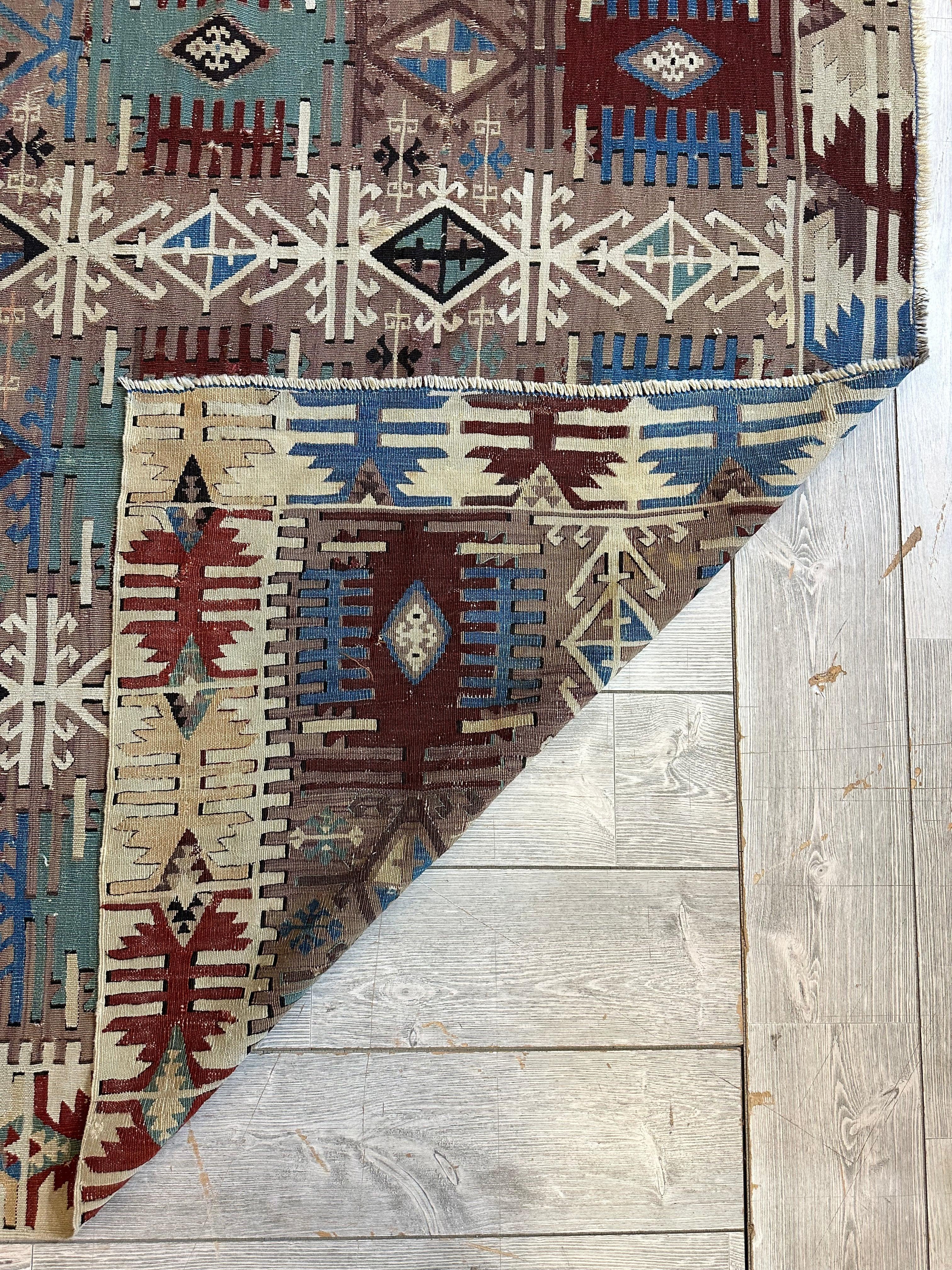 Reyhanli Anatolian 19th C Antique One Of A Kind Kilim Rug 5’ x 8’3” Rugistan