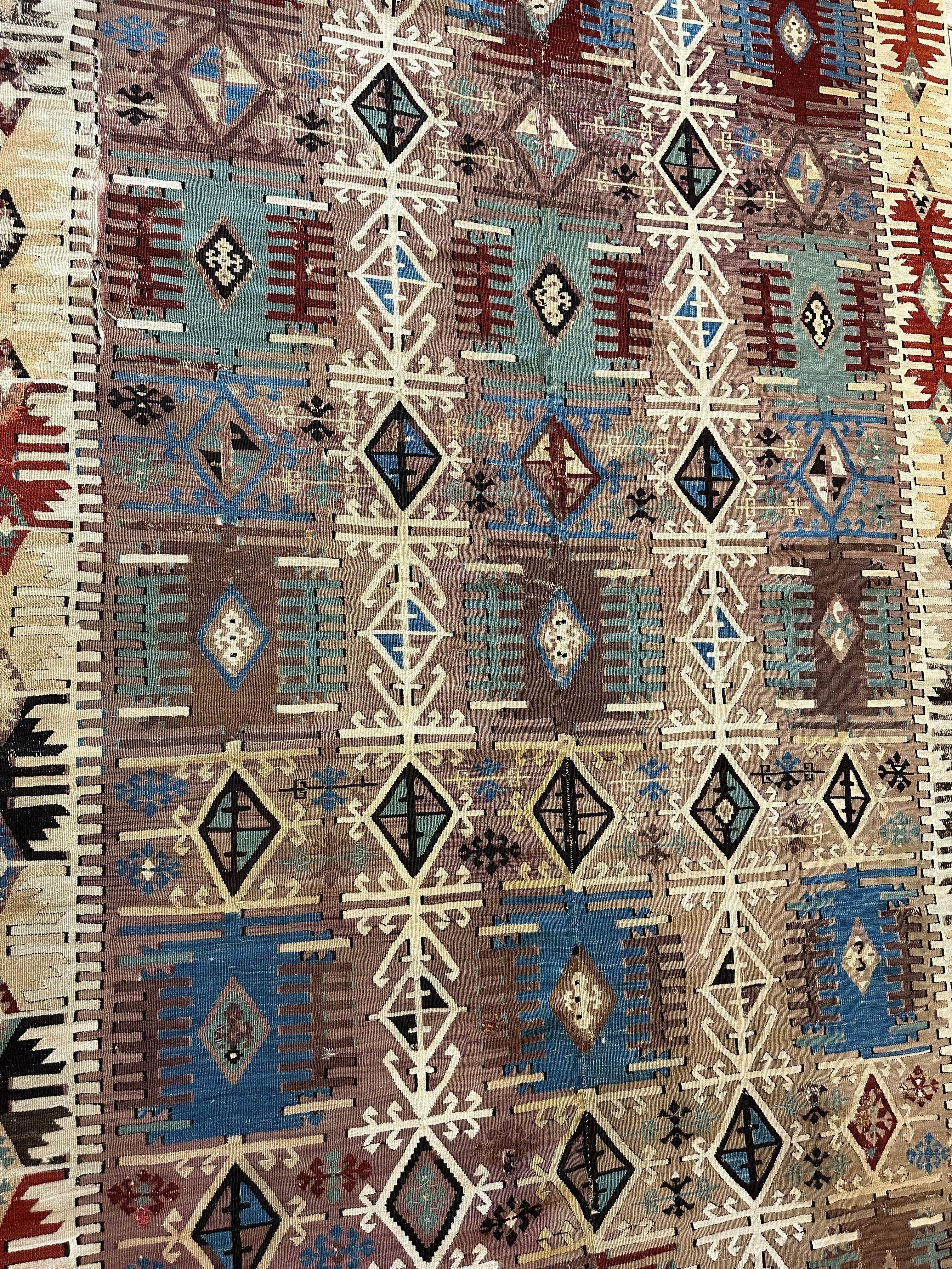 Reyhanli Anatolian 19th C Antique One Of A Kind Kilim Rug 5’ x 8’3” Rugistan