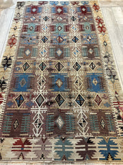 Reyhanli Anatolian 19th C Antique One Of A Kind Kilim Rug 5’ x 8’3” Rugistan