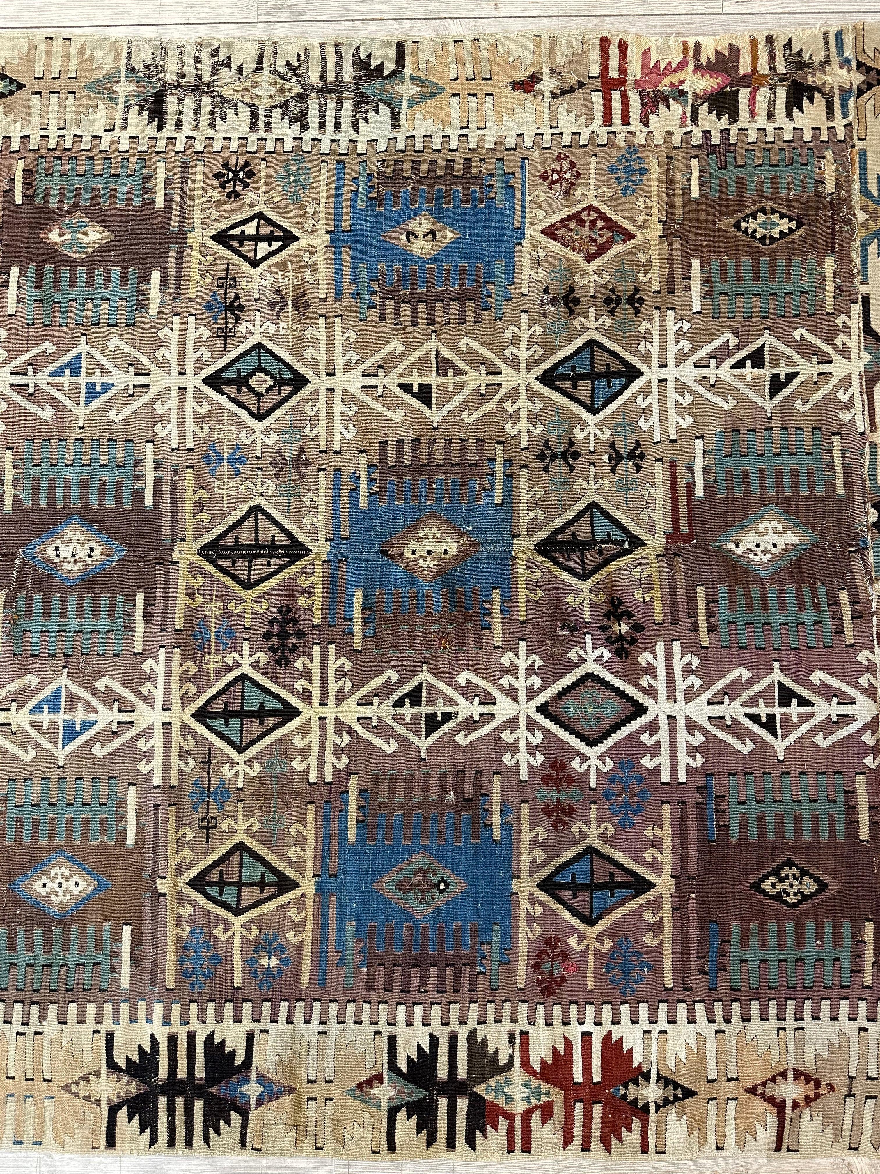 Reyhanli Anatolian 19th C Antique One Of A Kind Kilim Rug 5’ x 8’3” Rugistan