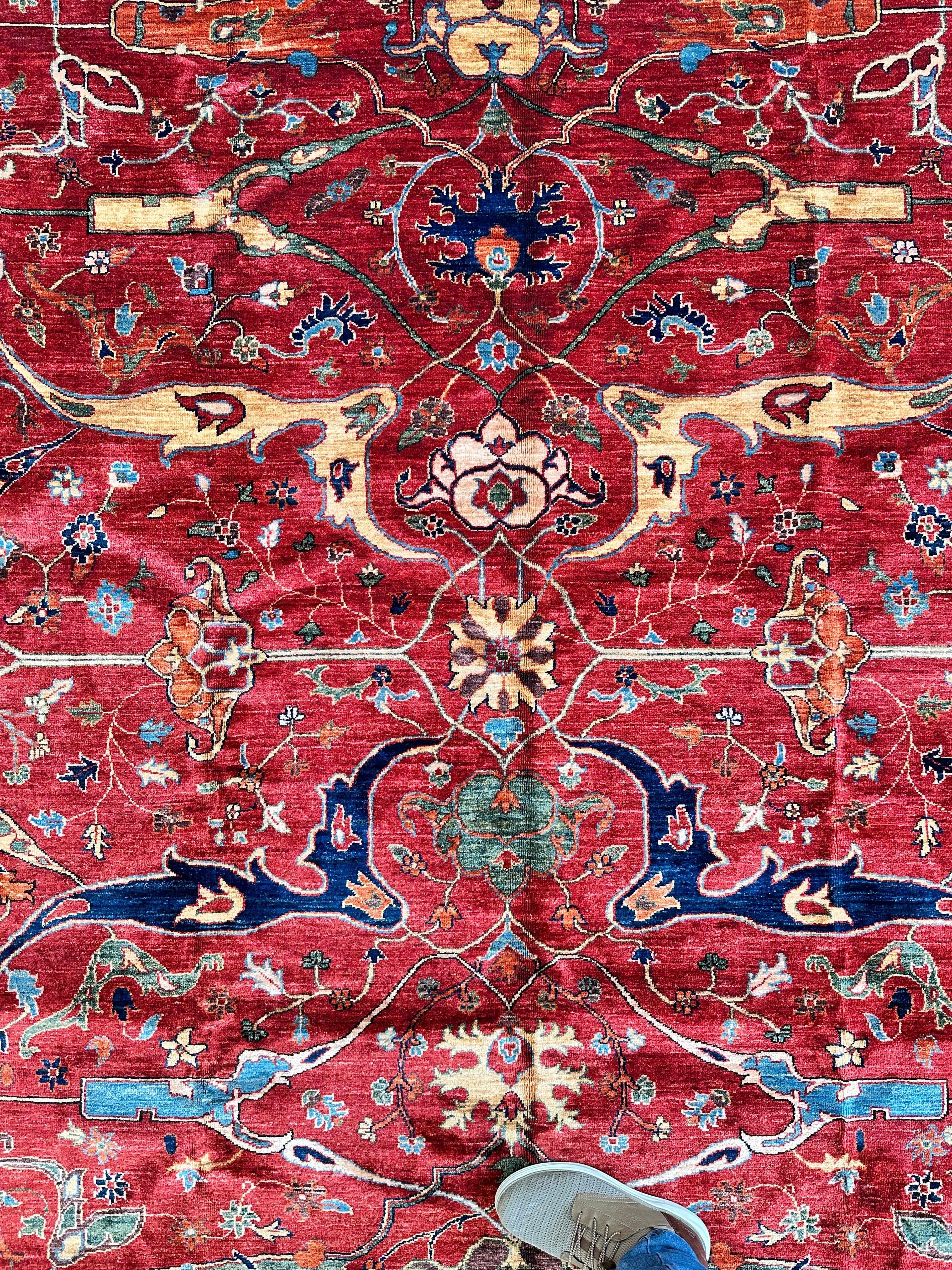 Hand-Knotted Afghani Bidjar Wool Rug – 9’x12’6” – Intricate Geometric & Floral Motifs Rugistan