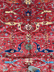 Hand-Knotted Afghani Bidjar Wool Rug – 9’x12’6” – Intricate Geometric & Floral Motifs Rugistan