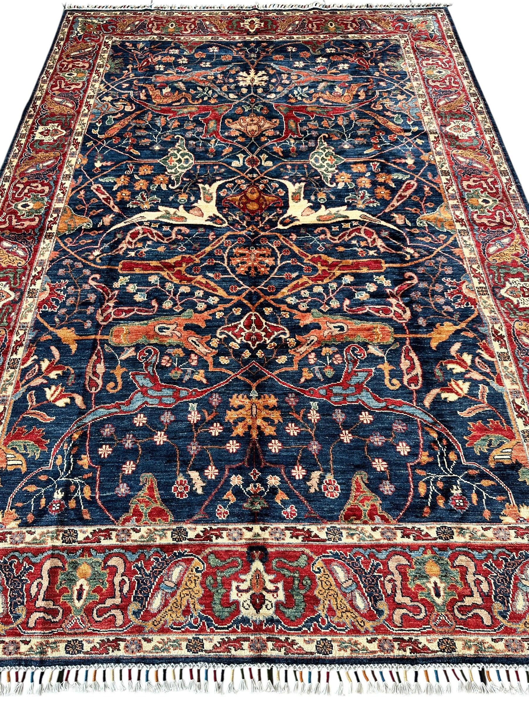 Hand-Knotted AfghanI Bidjar Ghazni Wool Rug – 6'7" x 9'10" – Elegant Floral Design Rugistan