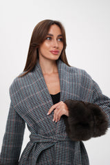 Genuine Polar Fox Fur Virgin Wool Wrap Coat Alaska® Outerwear Company