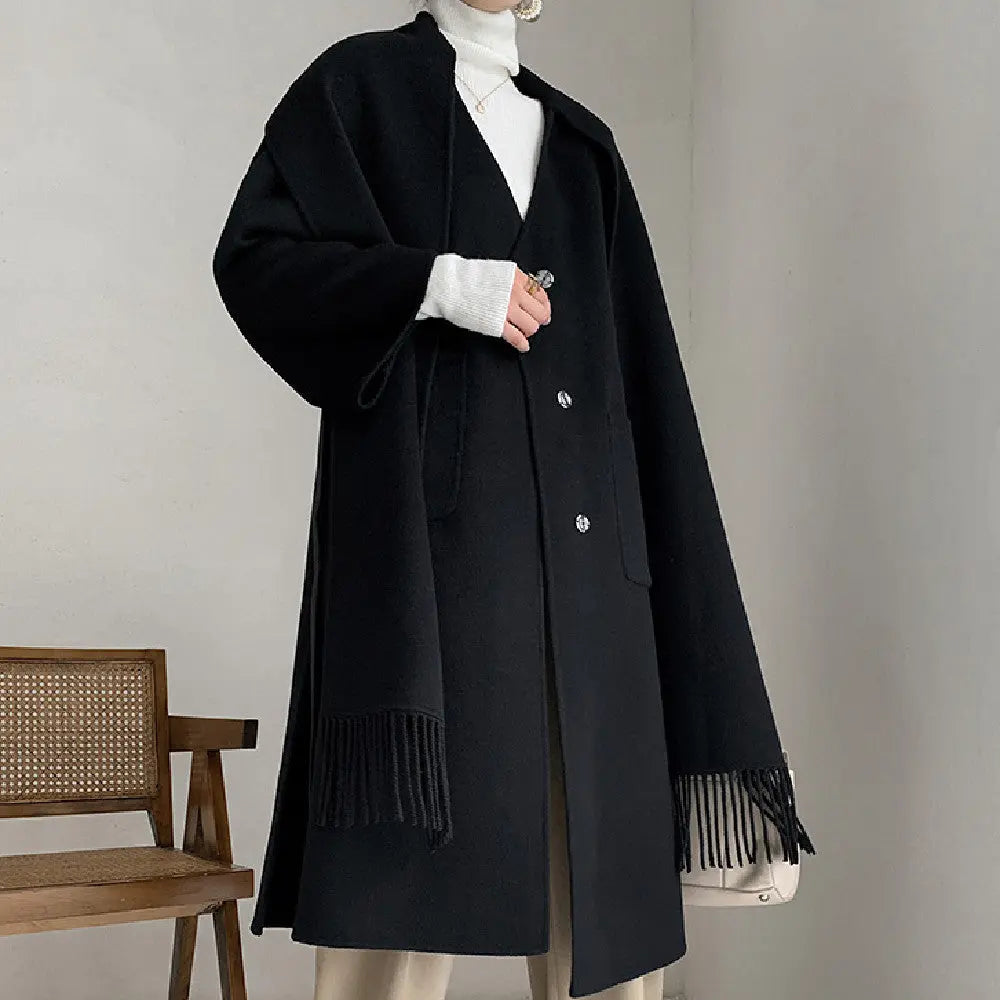 Wool Coat With Scarf Family Shopolf