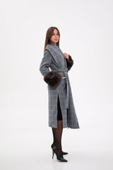 Genuine Polar Fox Fur Virgin Wool Wrap Coat Alaska® Outerwear Company