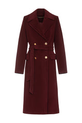 Denise Cashmere Blend Overcoat in Bordeaux
