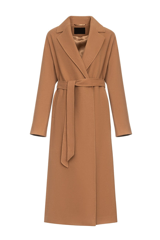 Cambridge Comfort Classic Wraparound Wool Blend Overcoat in Camel