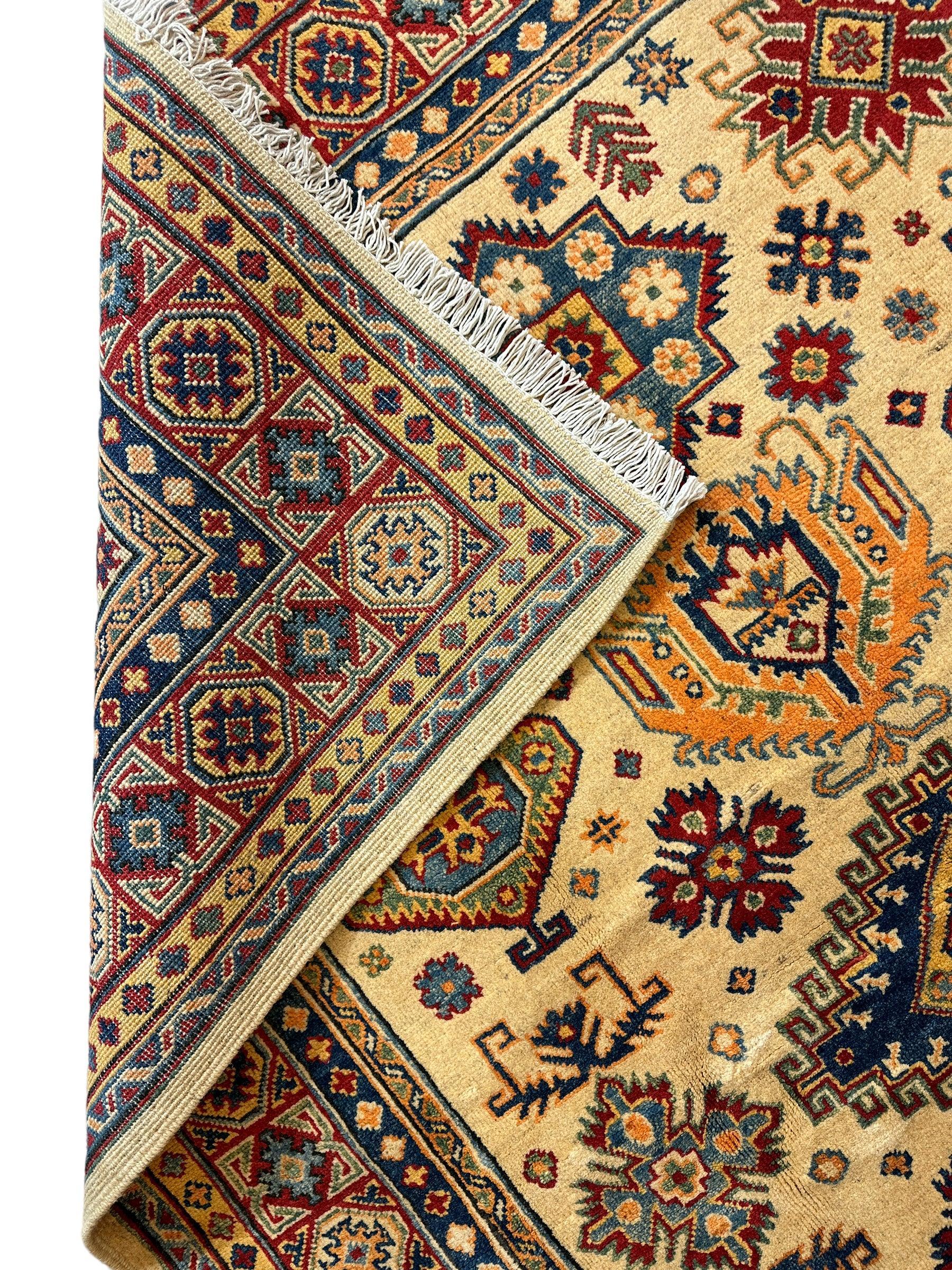 Fine Hand Knotted Afghani Super Kazak Rug 5 x 7 Rugistan