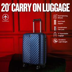 20-inch Blue Carry-On Hardcase Roller Luggage with 360° Wheels Sole Premise
