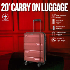 20-inch Red Carry-On Hardcase Roller Luggage with 360° Wheels Sole Premise