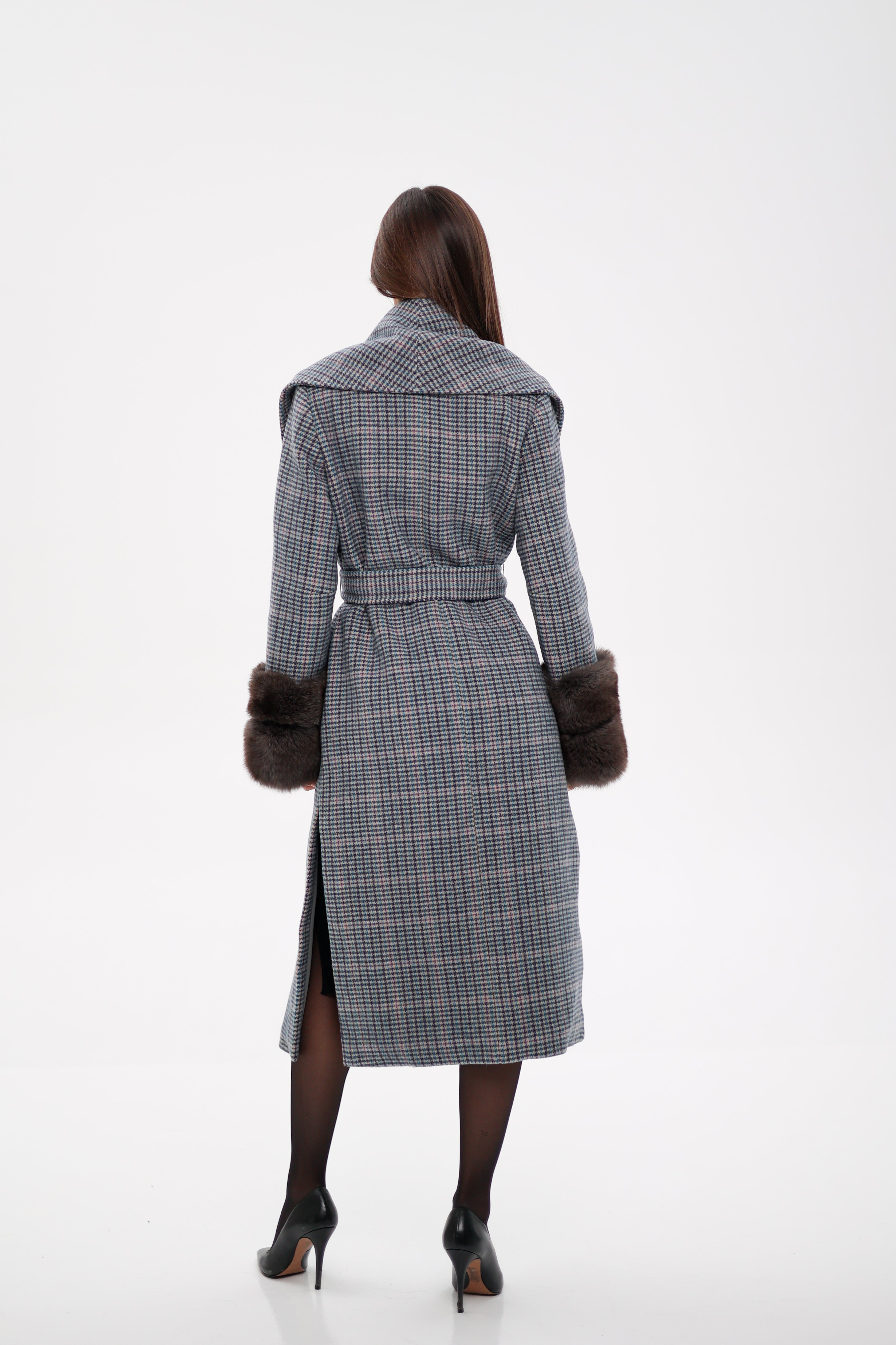 Genuine Polar Fox Fur Virgin Wool Wrap Coat Alaska® Outerwear Company