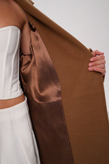 Cambridge Comfort Wraparound Wool Cashmere Coat in Dark Camel