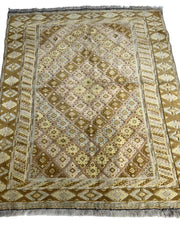 Hand-Knotted Afghani Nakhunak Wool Rug - 4' x 4'11" Rugistan