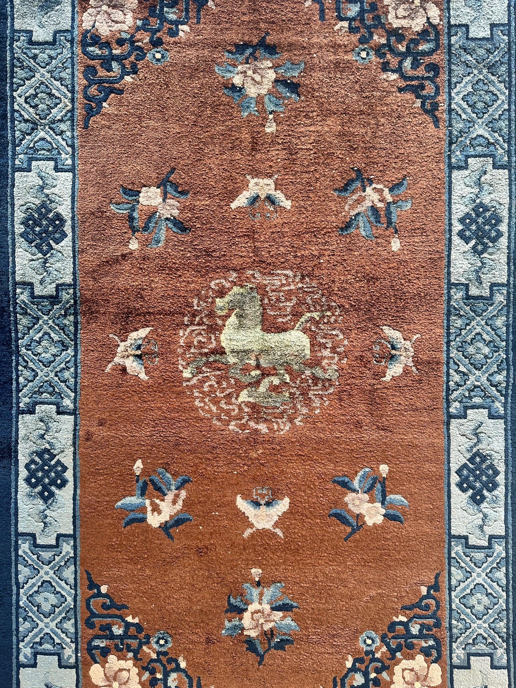 Hand-Knotted Chinese Silk Peking Rug – 3’ x 5’ – Luxurious Floral Design Rugistan