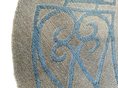 Hand-Knotted Tibetan Rug - 6' x 6'1" Round - Wool & Silk - Elegant Blue Border Design Rugistan