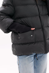 Genuine Fur Trim Down Fill Coat in Black