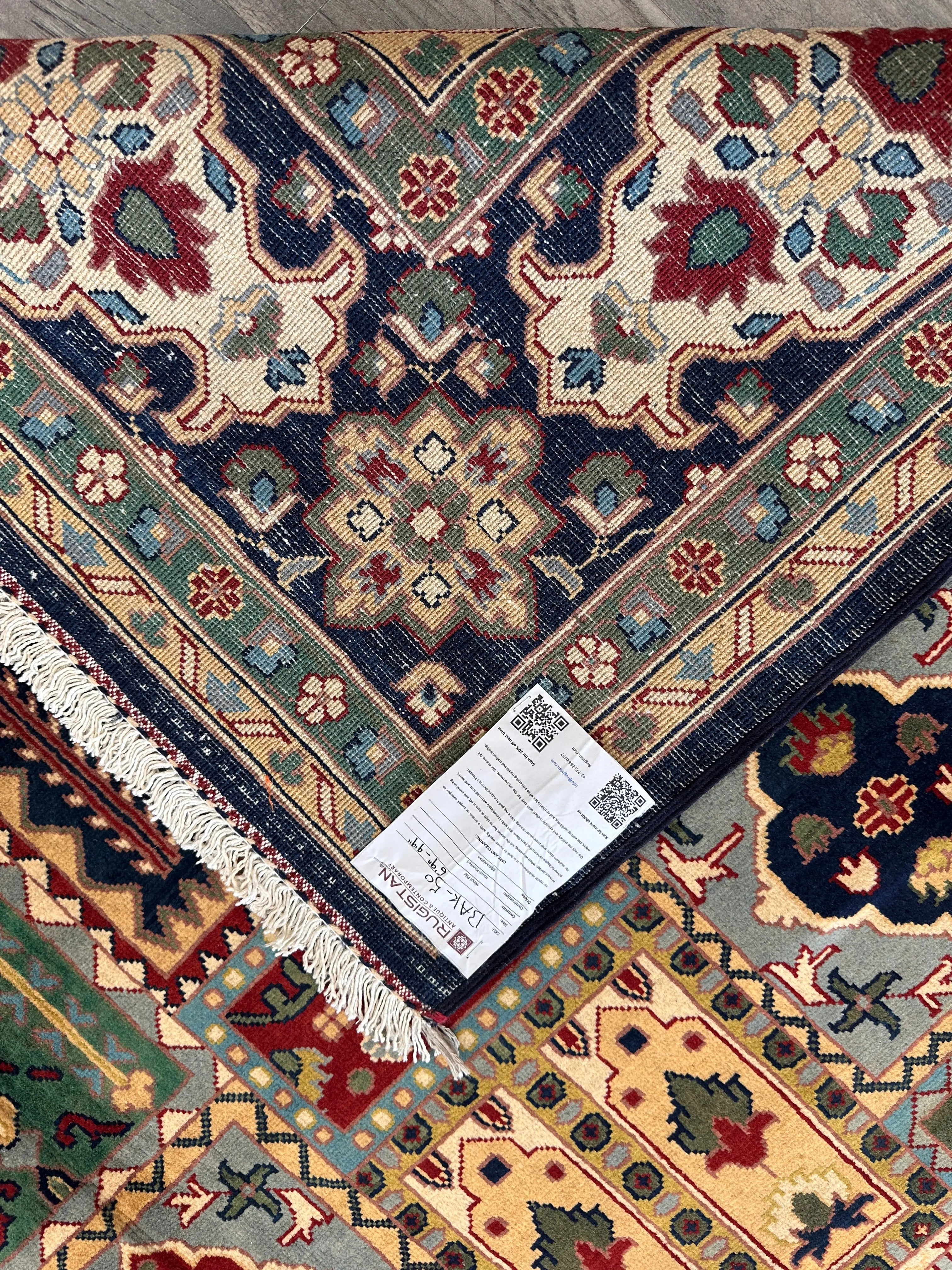 Hand-Knotted Afghani Bakhtiari Garden Rug | 6'9" x 9'10" Wool Area Rug Rugistan