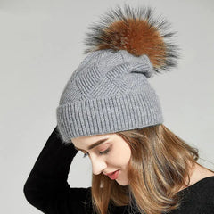 Woolen Women's Hat with a Pompon Family Shopolf