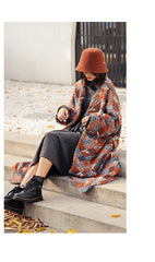 Women's Jacquard Wool Coat Family Shopolf