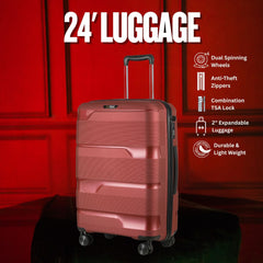 24-inch Red Hardcase Roller Luggage with 360° Wheels & TSA Lock Sole Premise