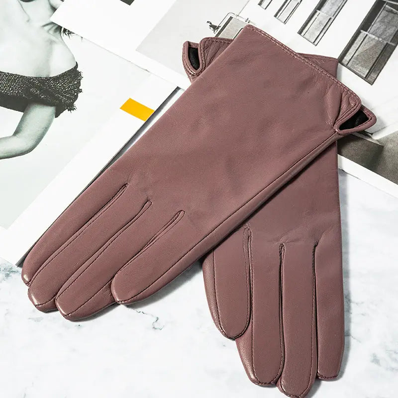 Touch Screen Leather Gloves with Plush Lining Family Shopolf