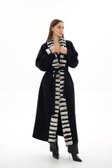 Genuine French Orylag Fur Italian Cashmere Wool Coat