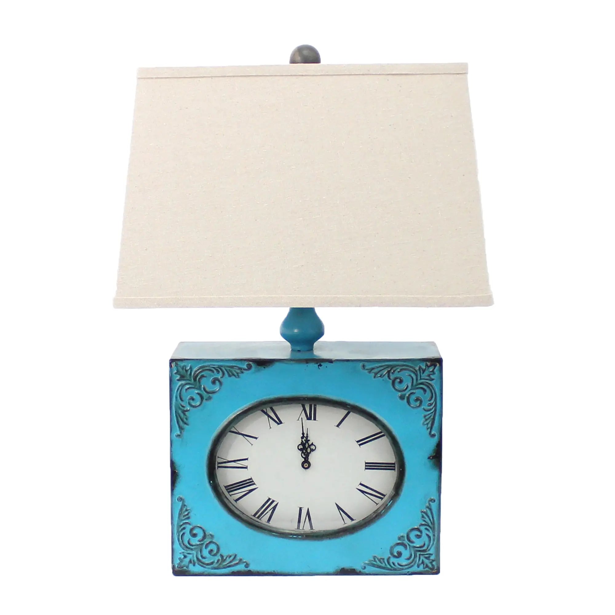 Table lamp with a metal base in the form of a clock HomeRoots