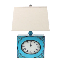 Table lamp with a metal base in the form of a clock HomeRoots