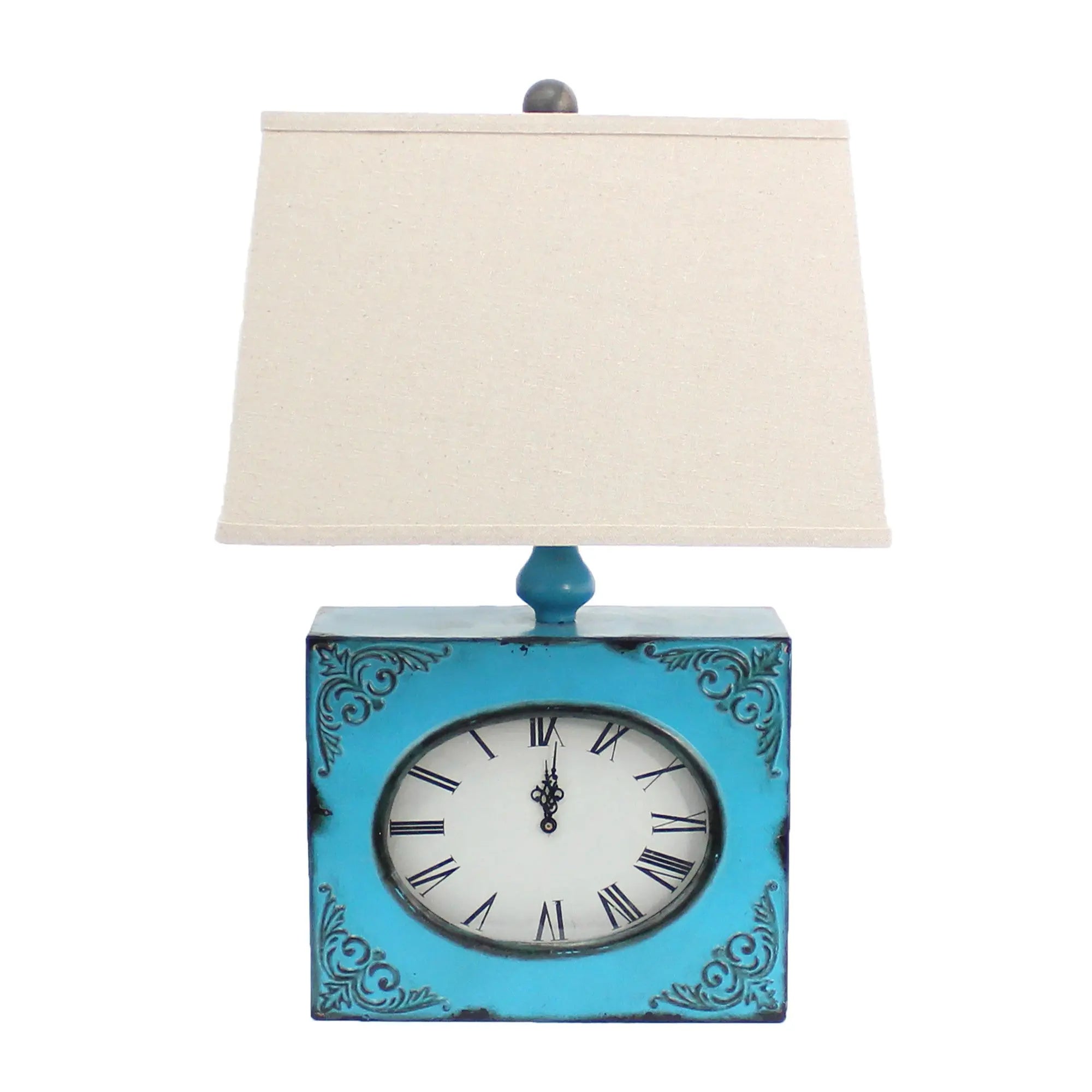 Table lamp with a metal base in the form of a clock HomeRoots