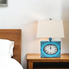 Table lamp with a metal base in the form of a clock HomeRoots