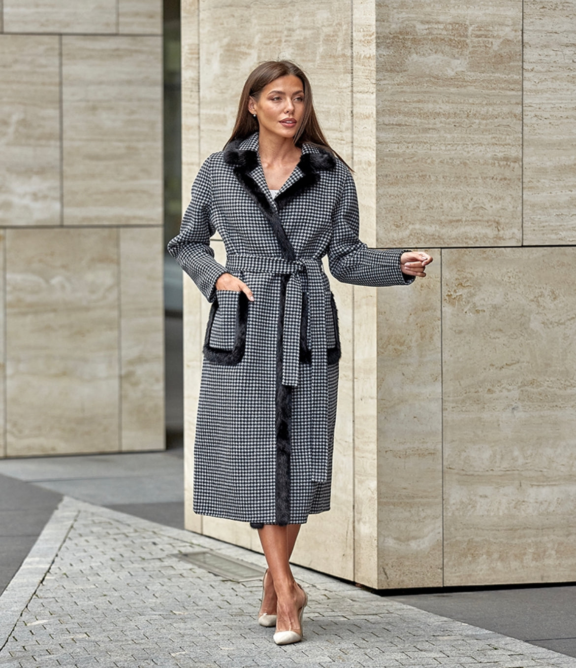 Genuine Scandinavian Mink Fur Trim Wool Coat Alaska® Outerwear Company