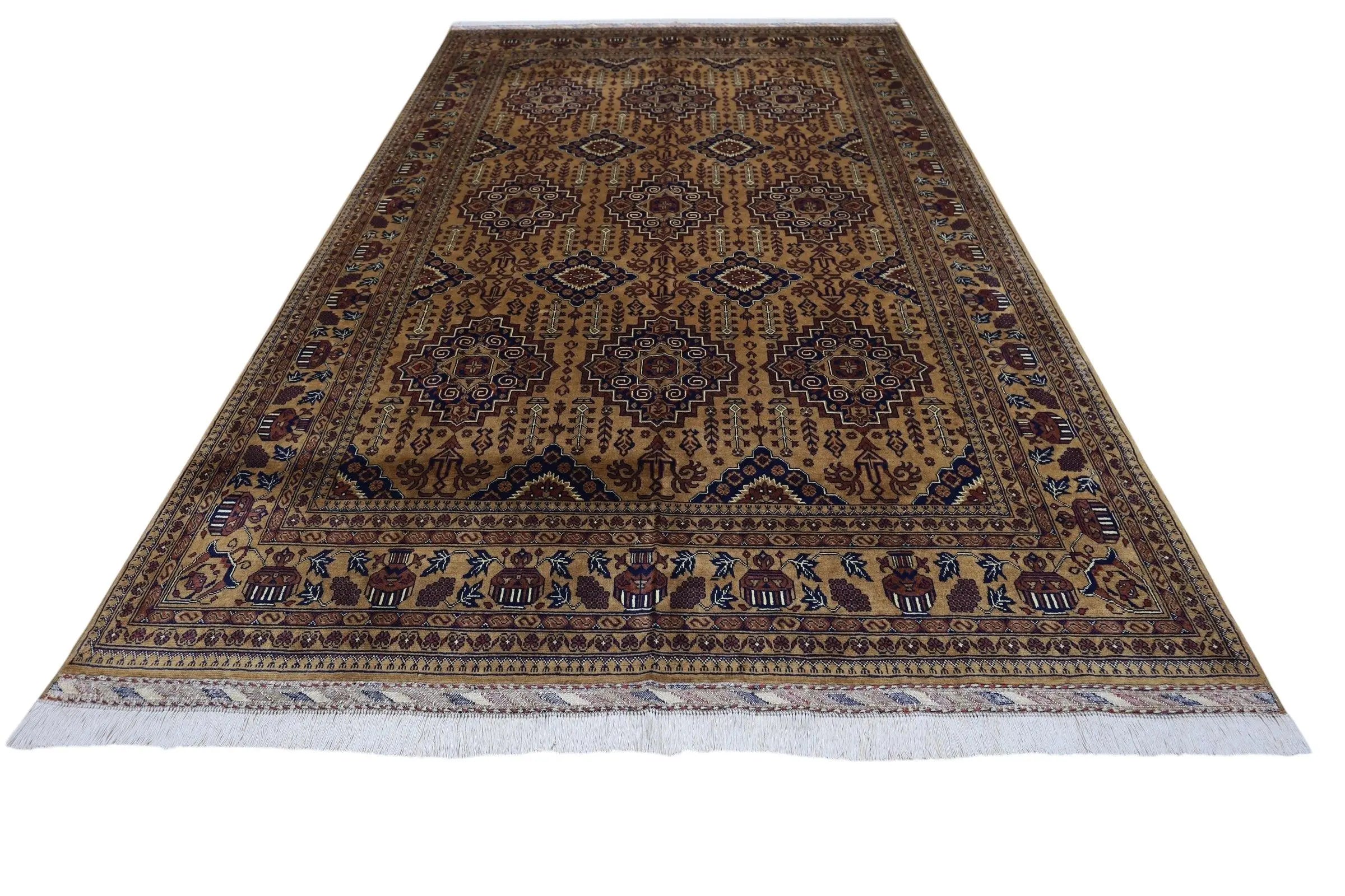Hand-Knotted Zerkhaki Afghan Wool Area Rug – 6'7" x 9'7" | Rich Brown Tones, Durable Craftsmanship Rugistan