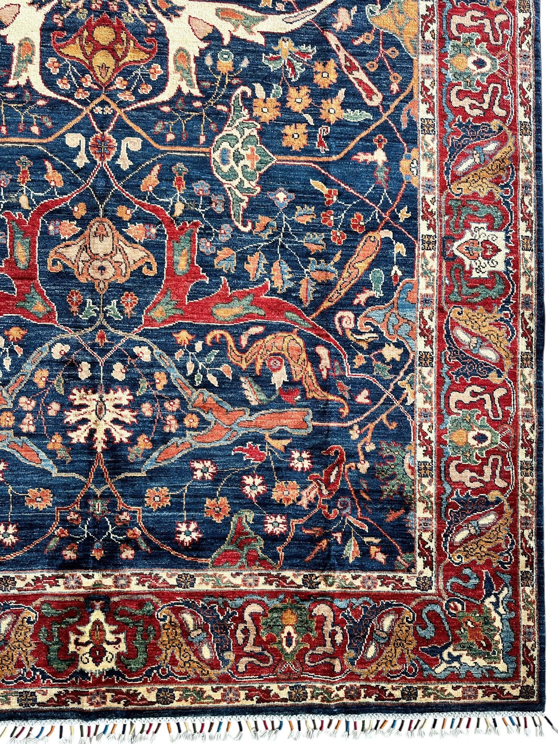 Hand-Knotted AfghanI Bidjar Ghazni Wool Rug – 6'7" x 9'10" – Elegant Floral Design Rugistan