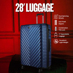 28-inch Blue Hardcase Roller Luggage with 360° Wheels & TSA Lock Sole Premise