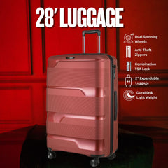 28-inch Red Hardcase Roller Luggage with 360° Wheels & TSA Lock Sole Premise
