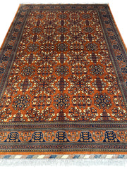 Hand-Knotted Afghani Bukharayi Rug | 6'7" x 10' Wool Area Carpet – Traditional Geometric Design Rugistan
