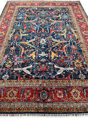Hand-Knotted Afghani Bidjar Wool Rug – 9’x12’ – Intricate Geometric & Floral Motifs Rugistan