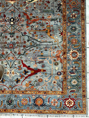 Hand-Knotted Trasitional Serapi Ghazni Wool Rug – 9’1” x 12’ – Intricate Floral Design Rugistan