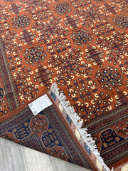 Hand-Knotted Afghani Bukharayi Rug | 6'7" x 10' Wool Area Carpet – Traditional Geometric Design Rugistan