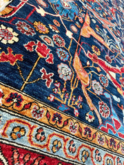 Hand-Knotted Afghani Bidjar Wool Rug – 9’x12’ – Intricate Geometric & Floral Motifs Rugistan