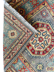 Hand-Knotted Afghan Kazak Wool Runner Rug – 2'7" x 12'3" – Traditional Geometric Design Rugistan