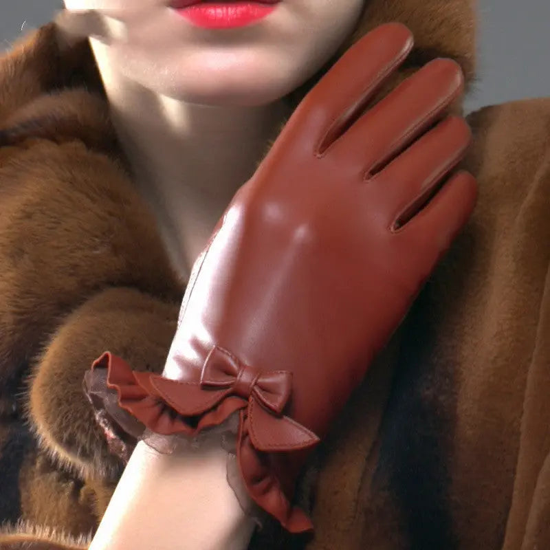 Women's Winter Leather Gloves Family Shopolf