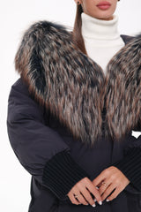 Rei Genuine Fur Trim Hooded Down Coat in Navy Alaska® Outerwear Company