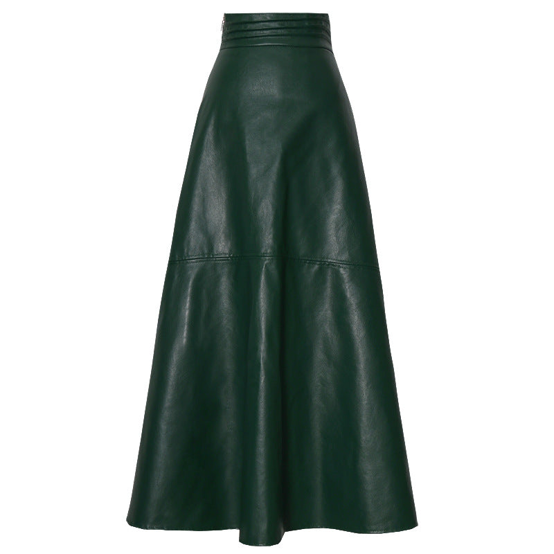 Green leather skirt on a white background