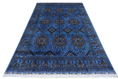 Hand-Knotted Zerkhaki Afghan Wool Area Rug – 6'6" x 10' | Elegant Blue Tones, Handmade Quality Rugistan