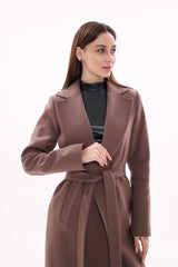 Harrington Classic Wraparound Overcoat in Mocha Mousse