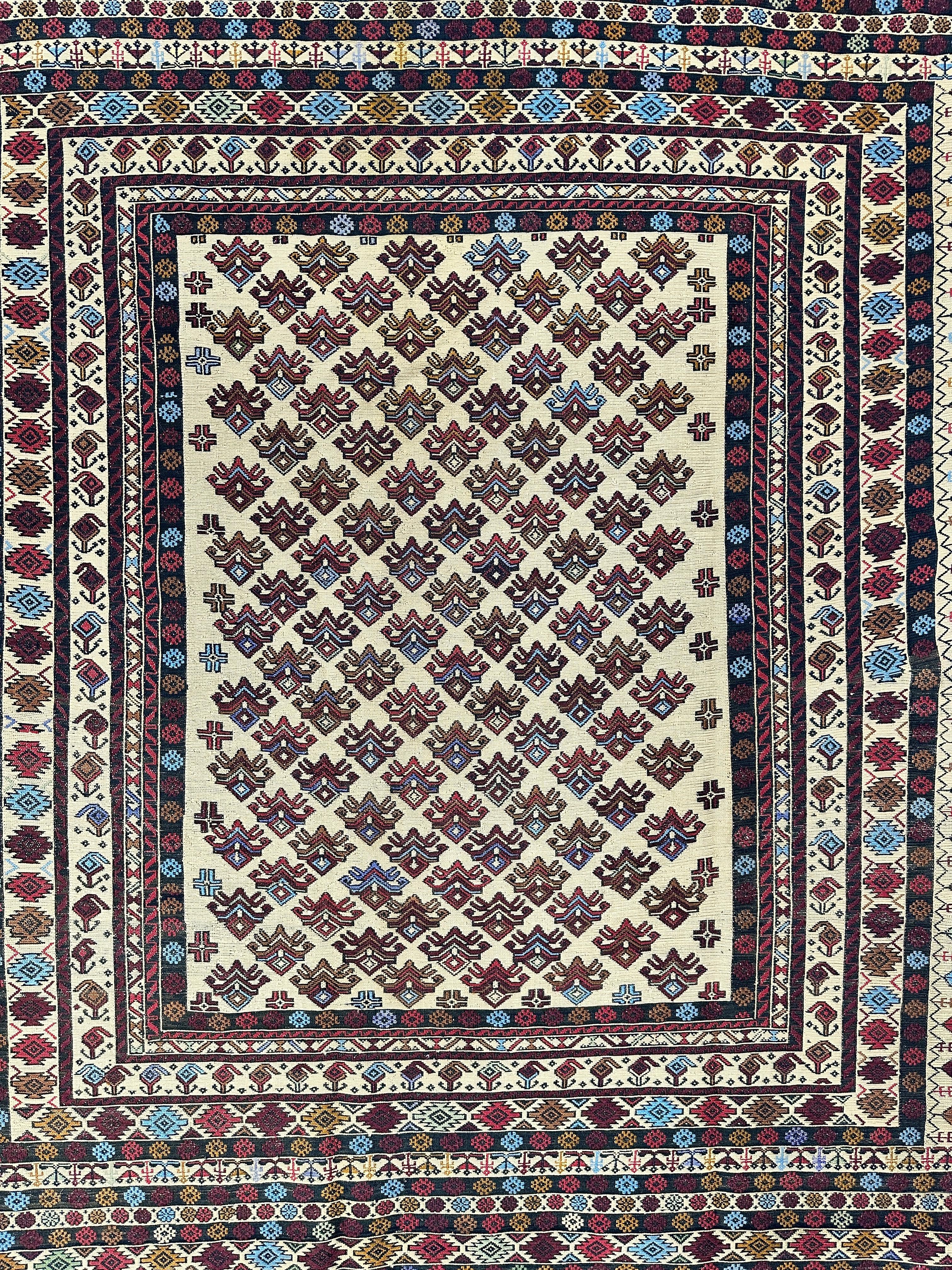 Hand-Woven Afghani Maliki Soumak Wool Kilim Rug - 4'2" x 6' Rugistan
